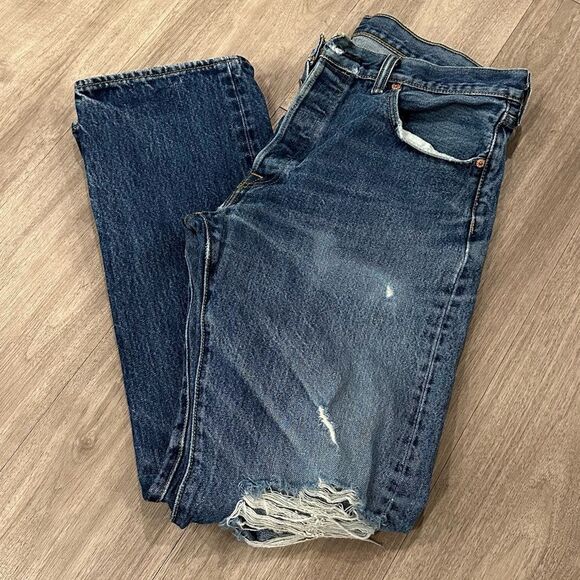 Levi’s Vintage 501 Straight Leg Distressed High Waisted Denim Jeans Pants - Picture 1 of 6